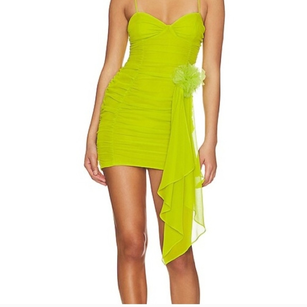 For Love And Lemons Neon Green Mini Dress
